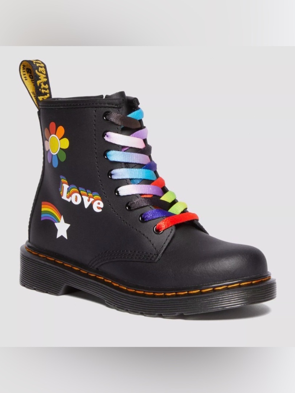 Dr. Martens JUNIOR 1460 FOR PRIDE LEATHER LACE UP BOOTS Sz 4